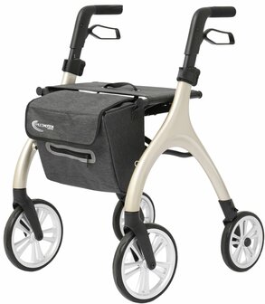 MultiMotion - Curve rollator - Extra zachte softwielen - Smal &amp; wendbaar - Geen remkabels - Uniek design - Champagne