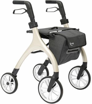 MultiMotion - Curve rollator - Extra zachte softwielen - Smal &amp; wendbaar - Geen remkabels - Uniek design - Champagne
