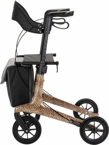 MultiMotion Carbon rollator met softwielen - Uniek panter print