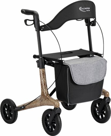 MultiMotion Carbon rollator met softwielen - Uniek panter print