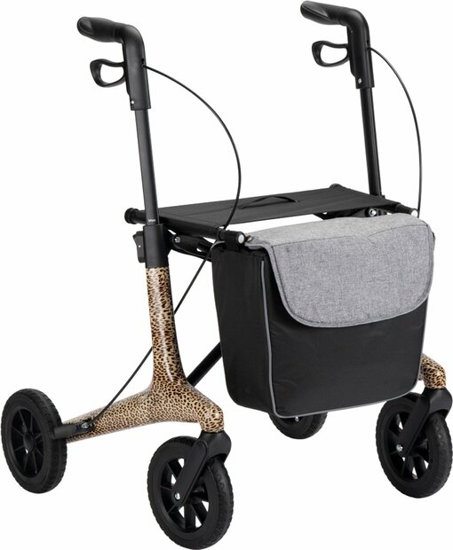 MultiMotion Carbon rollator met softwielen - Uniek panter print